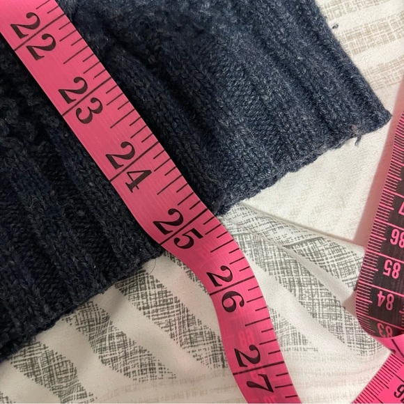 Hudson North Men’s Navy Cable Knit Lambswool V-Neck preppy academia Sweater M - Picture 7 of 7